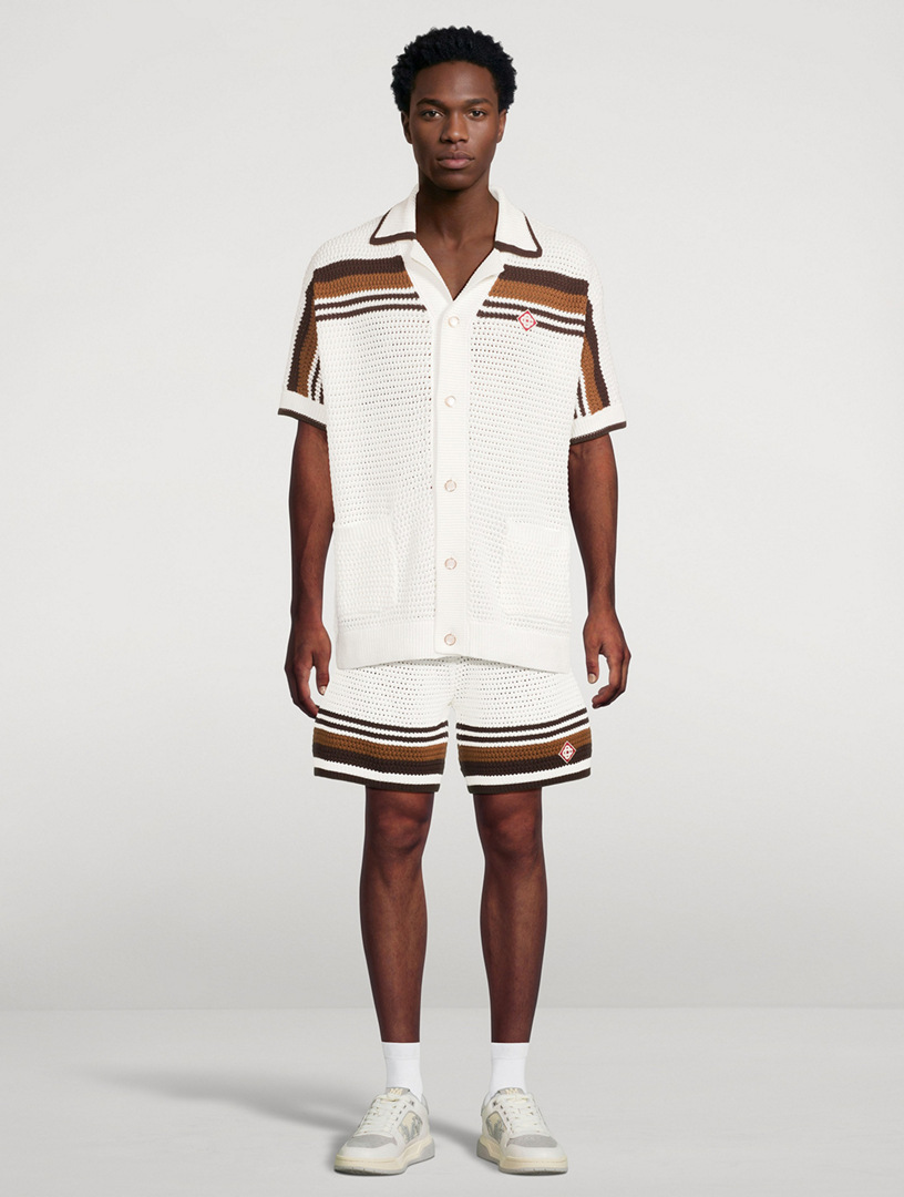 CASABLANCA Tennis Stripe Crochet Shorts | Holt Renfrew