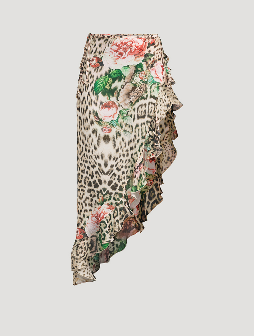Silk Sarong In Jaguar Roses Print