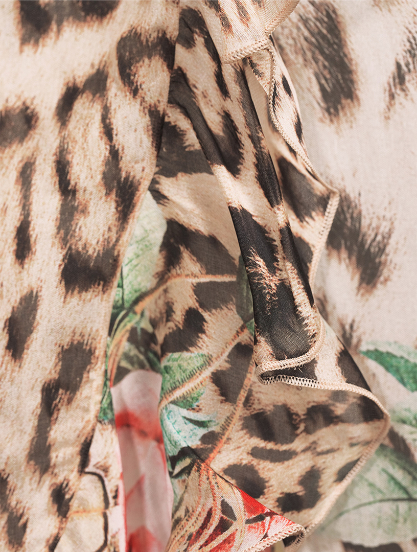 ROBERTO CAVALLI Silk Sarong In Jaguar Roses Print | Holt Renfrew