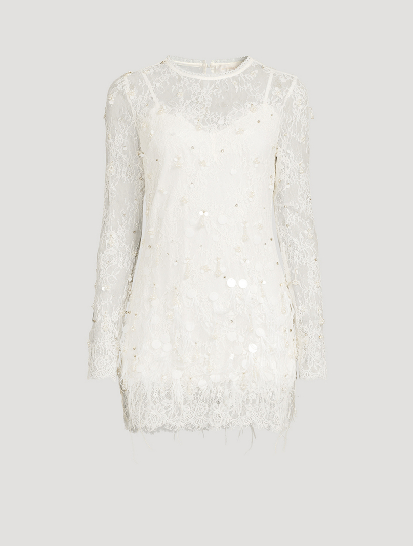 SAU LEE Rachel Off-The-Shoulder Lace Mini Dress | Holt Renfrew