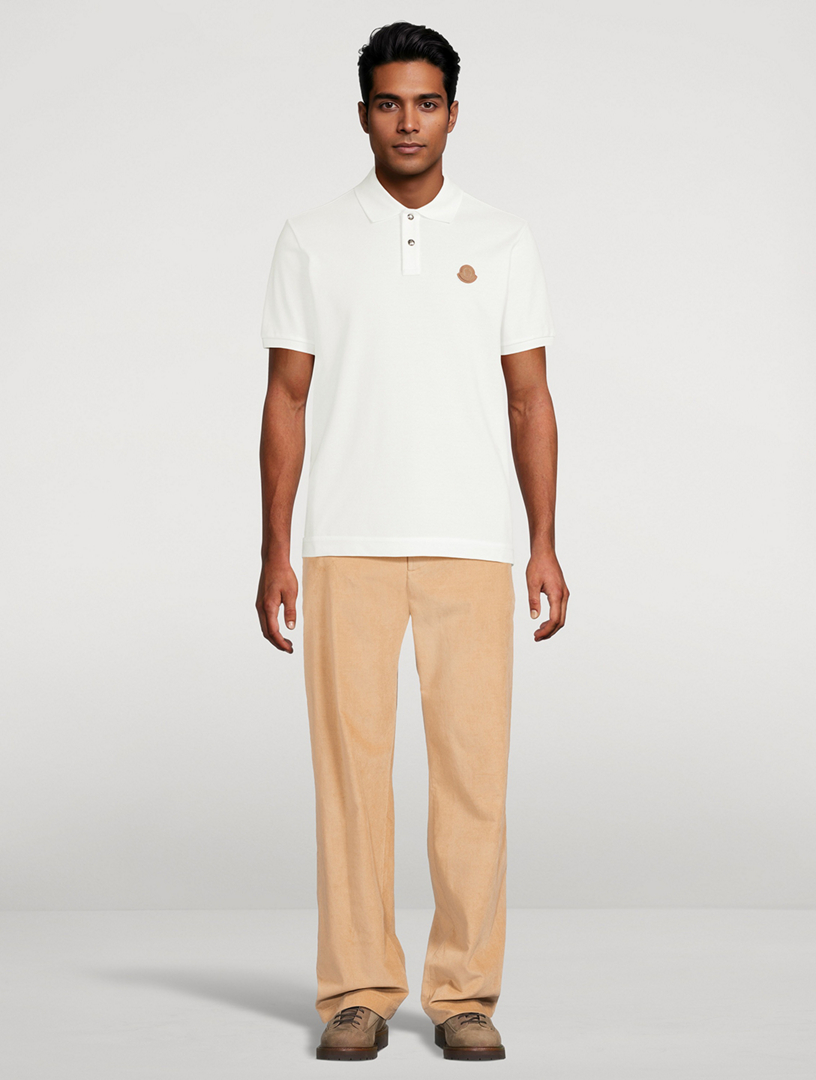 MONCLER Cotton Polo Shirt With Leather Logo | Holt Renfrew