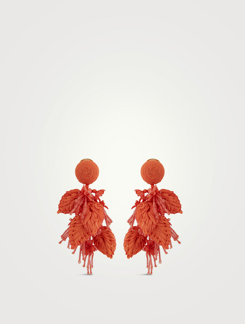 Raffia Tassel Bouquet Clip-On Earrings