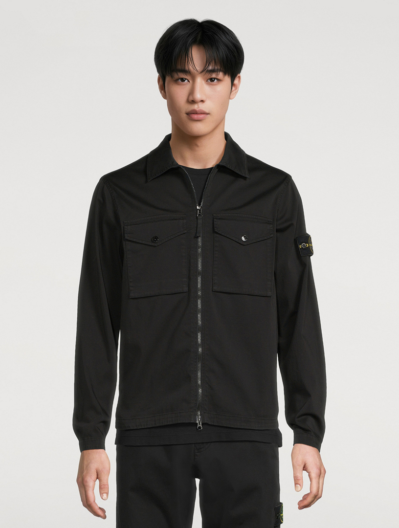STONE ISLAND Cotton Zip Overshirt | Holt Renfrew