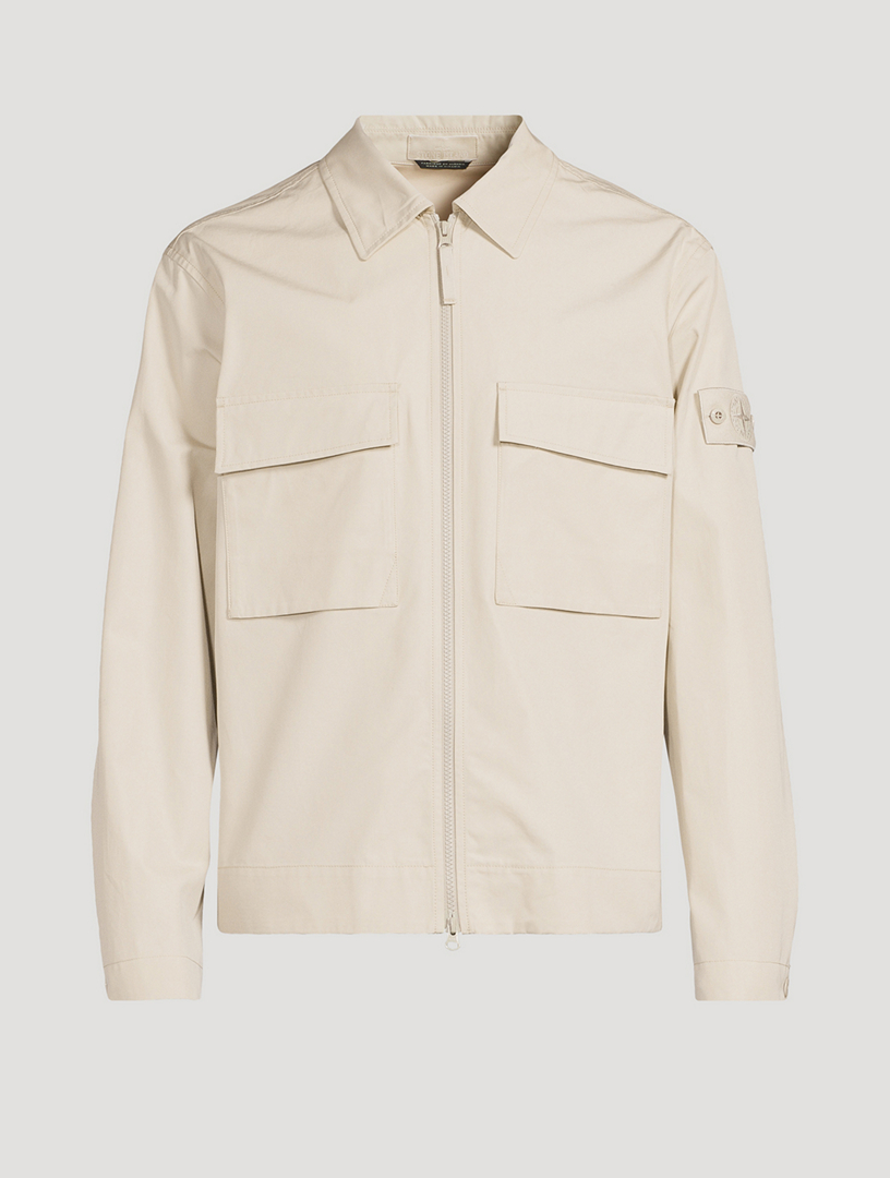 STONE ISLAND Ghost Cotton Zip Overshirt | Holt Renfrew