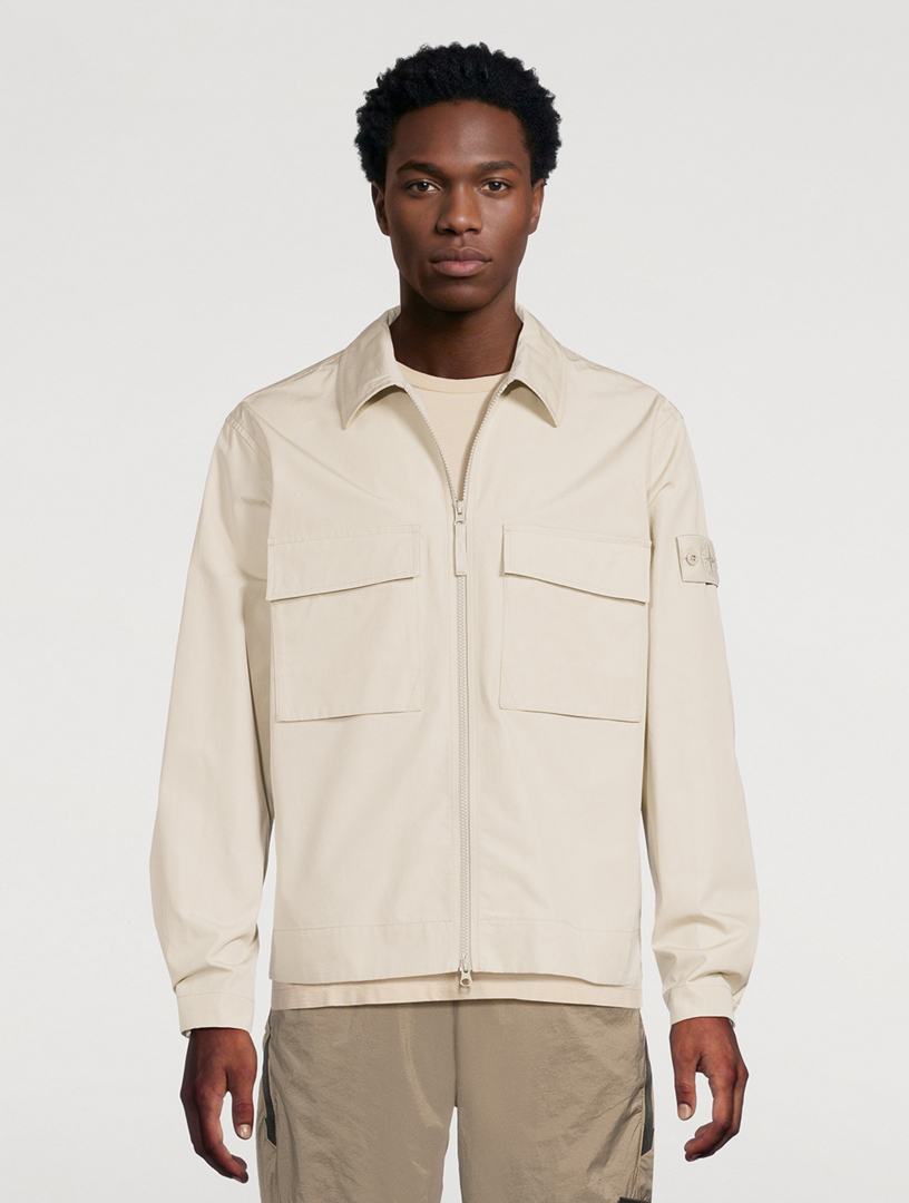 STONE ISLAND Ghost Cotton Zip Overshirt | Holt Renfrew
