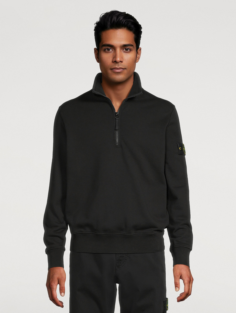 STONE ISLAND Cotton Half-Zip Sweatshirt | Holt Renfrew