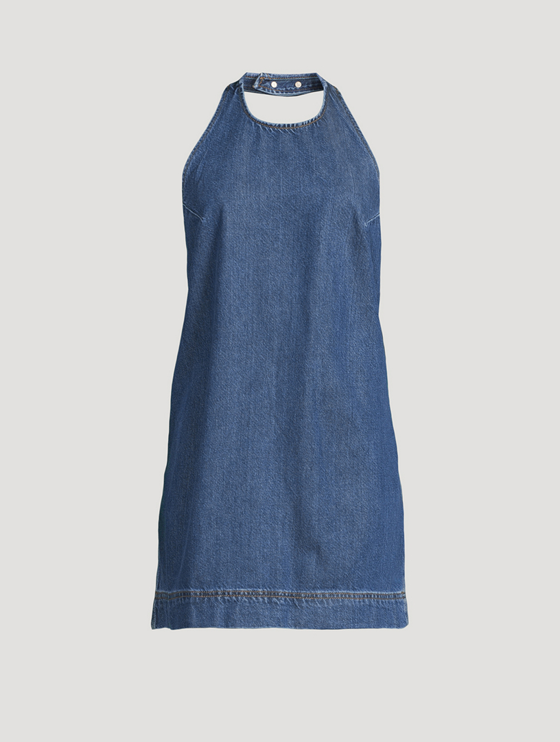 reformation denim halter dress Reformation Evita Denim Halter Dress by Reformation