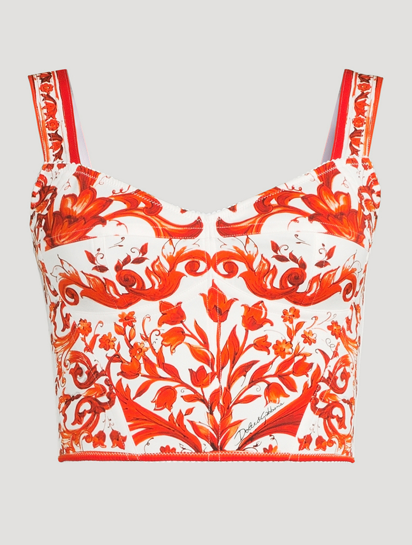 Charmeuse Bustier In Majolica Print