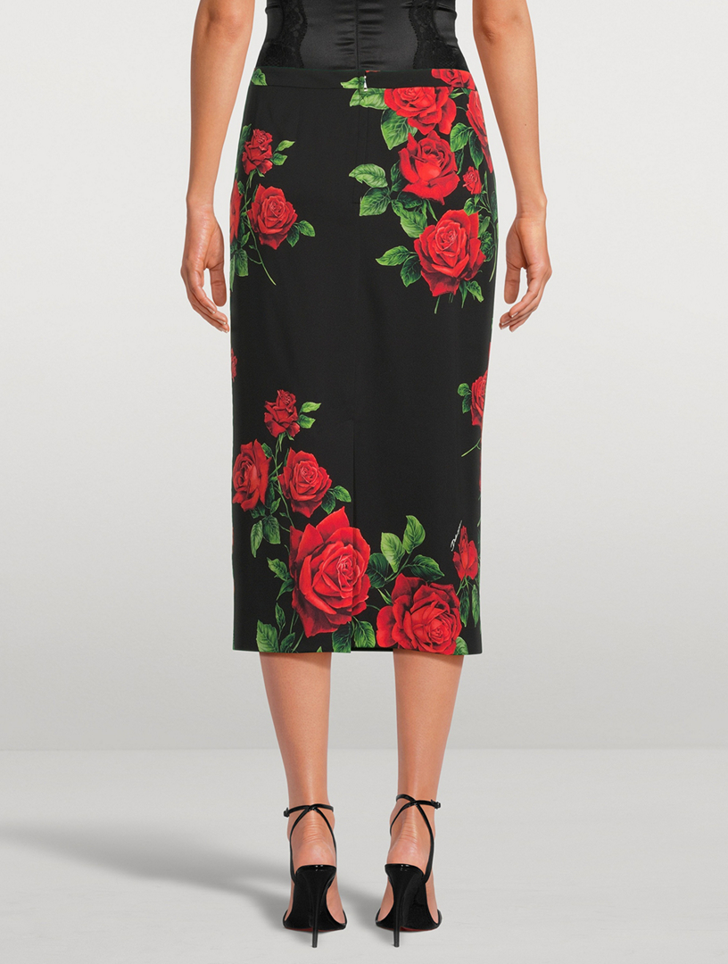 DOLCE & GABBANA Pencil Skirt In Rose Print | Holt Renfrew