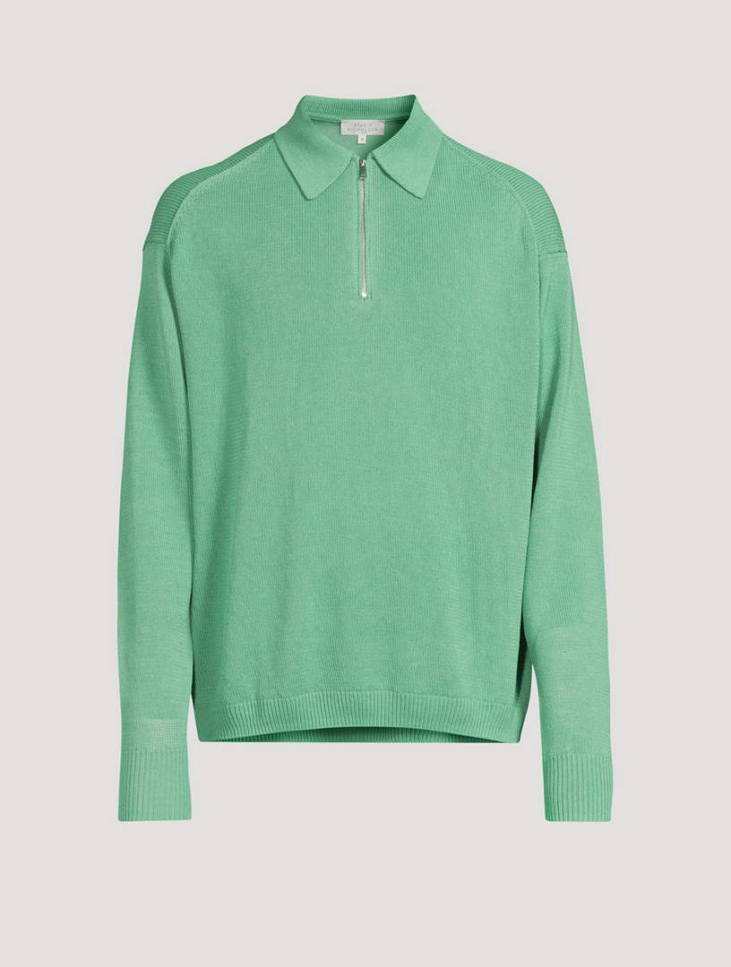 STUDIO NICHOLSON Heddy Zip Polo Sweater | Holt Renfrew