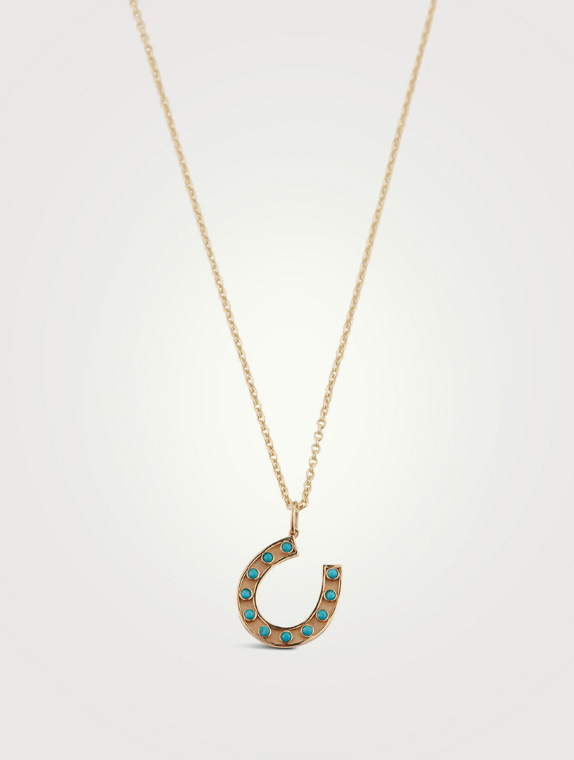14K Gold Horseshoe Charm Necklace
