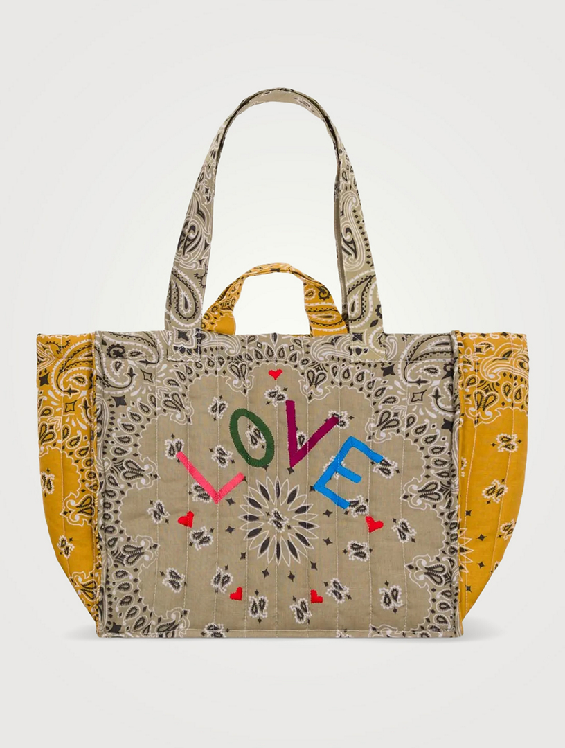 Medium Love-Embroidered Tote Bag