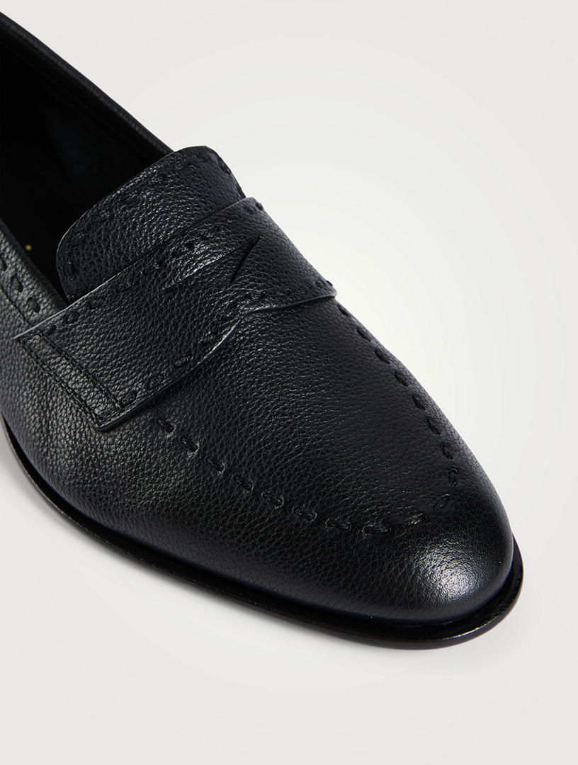 SANTONI Marlene Leather Penny Loafers | Holt Renfrew