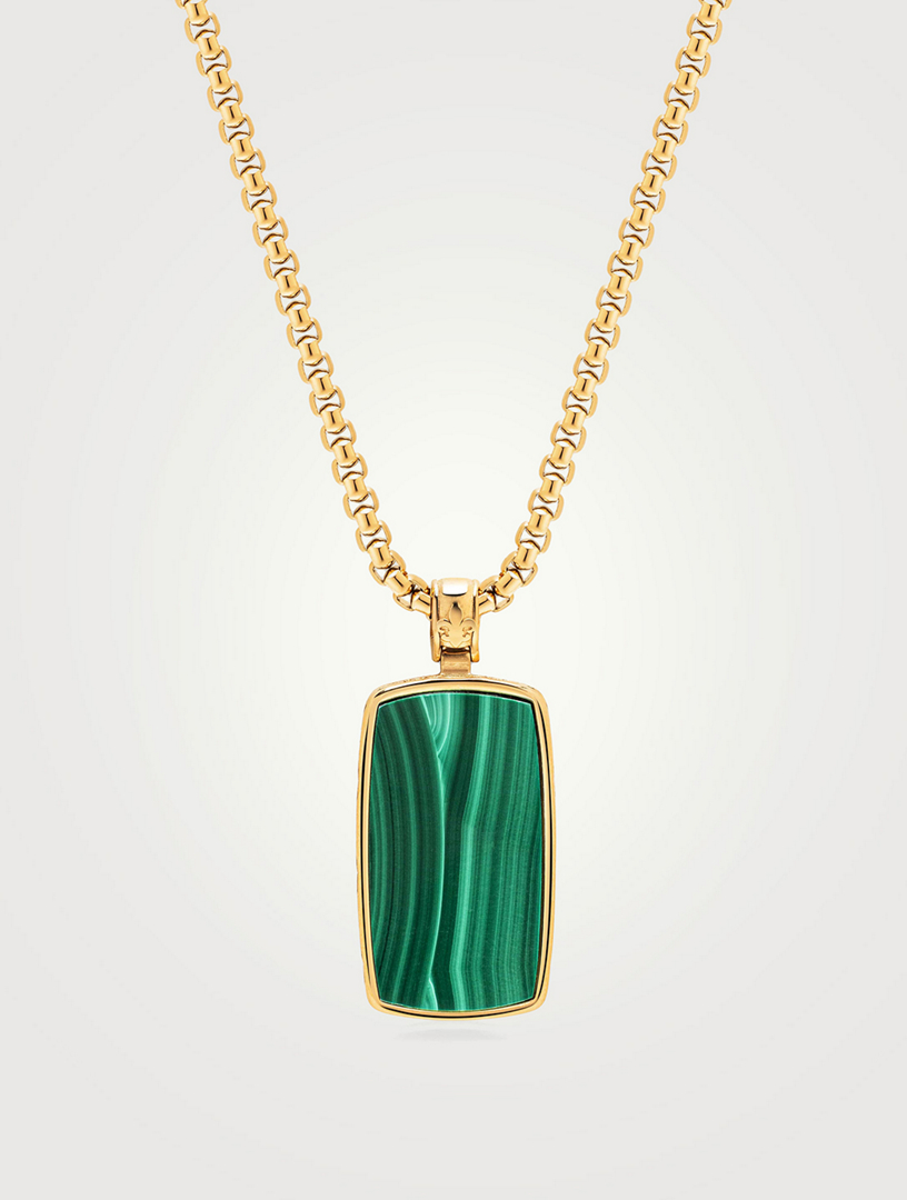 Green Malachite Dog Tag Necklace