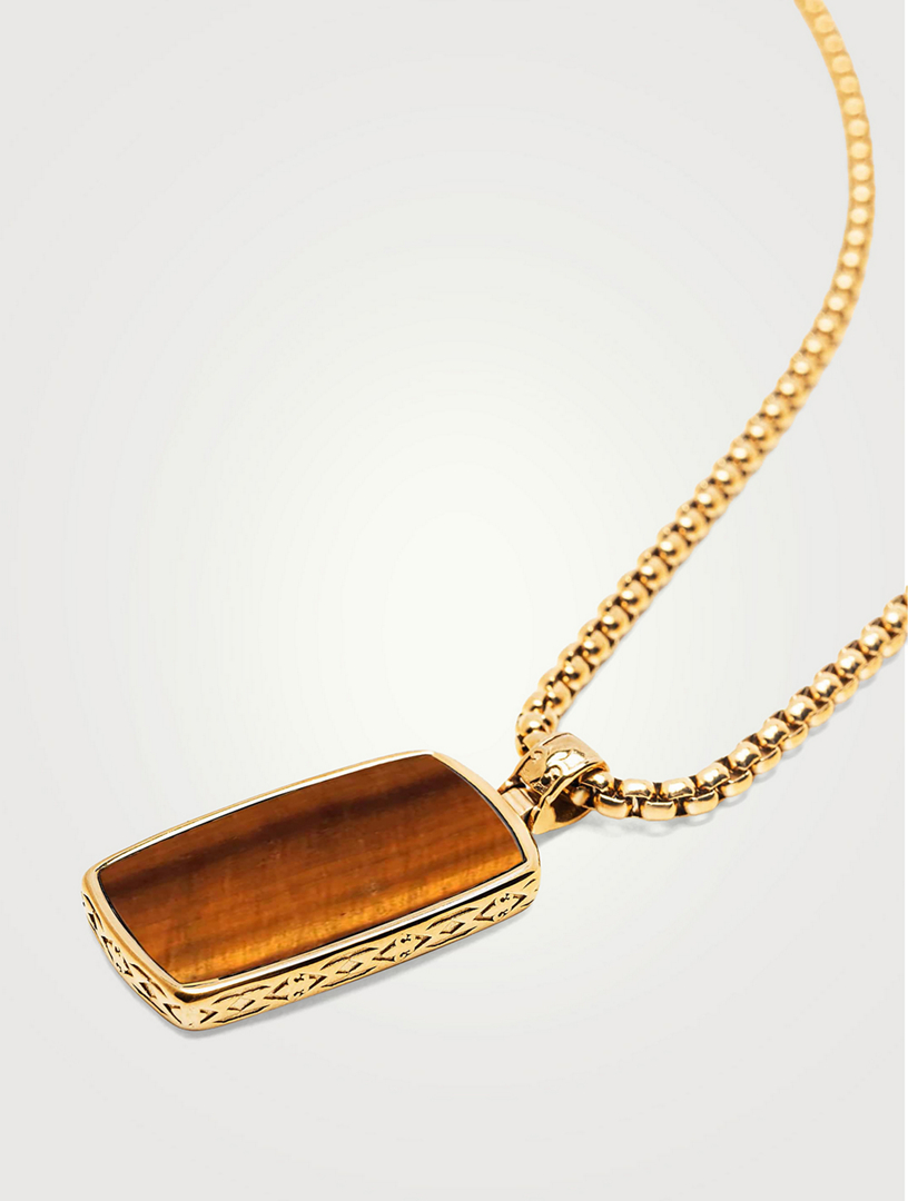 NIALAYA Tiger Eye Dog Tag Necklace | Holt Renfrew
