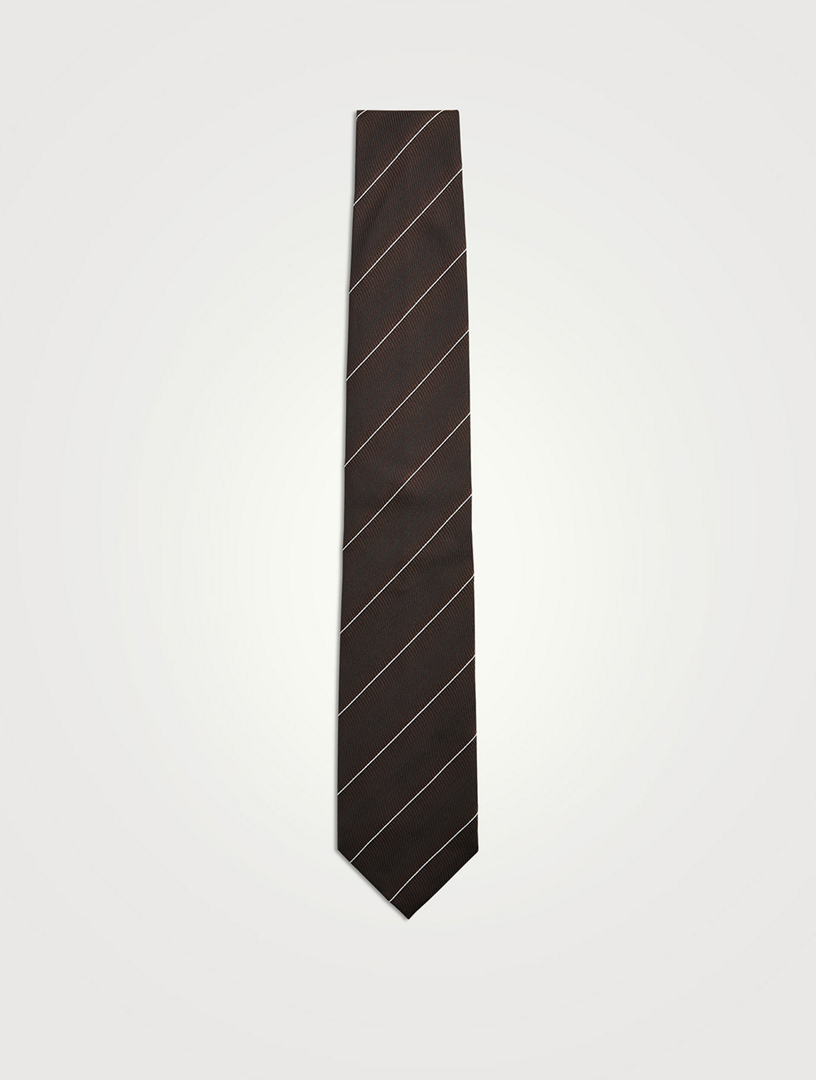 Silk Tie In Striped Print