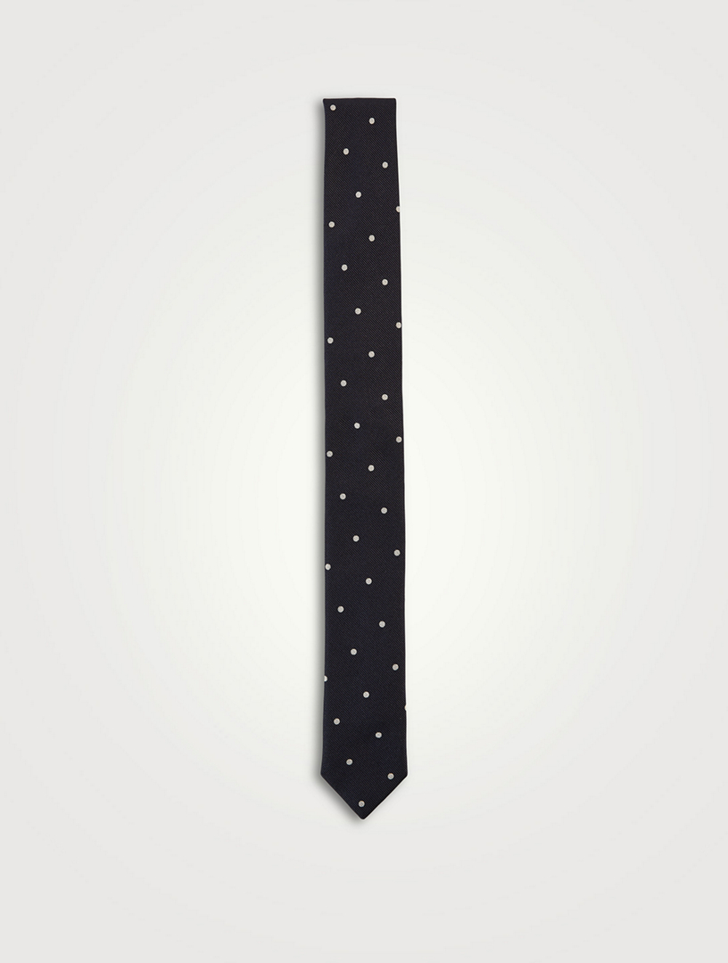 Silk Tie In Polka Dot Print