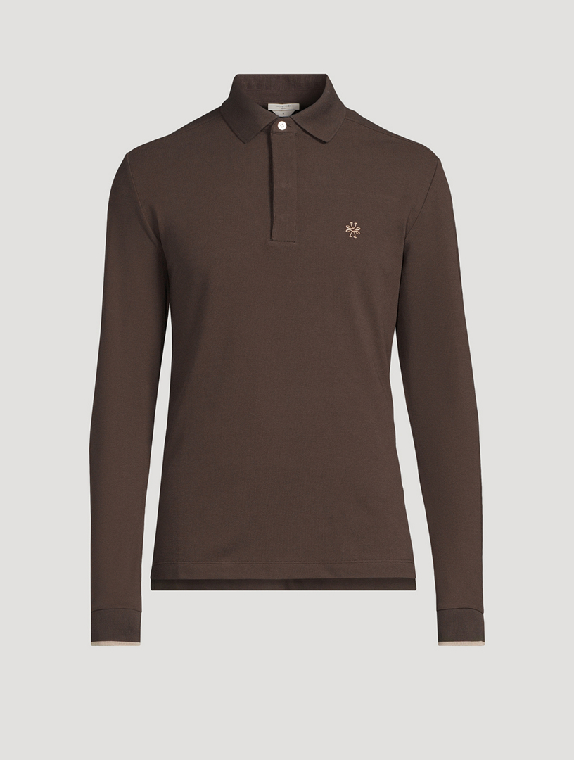 Cotton Long-Sleeve Polo Shirt