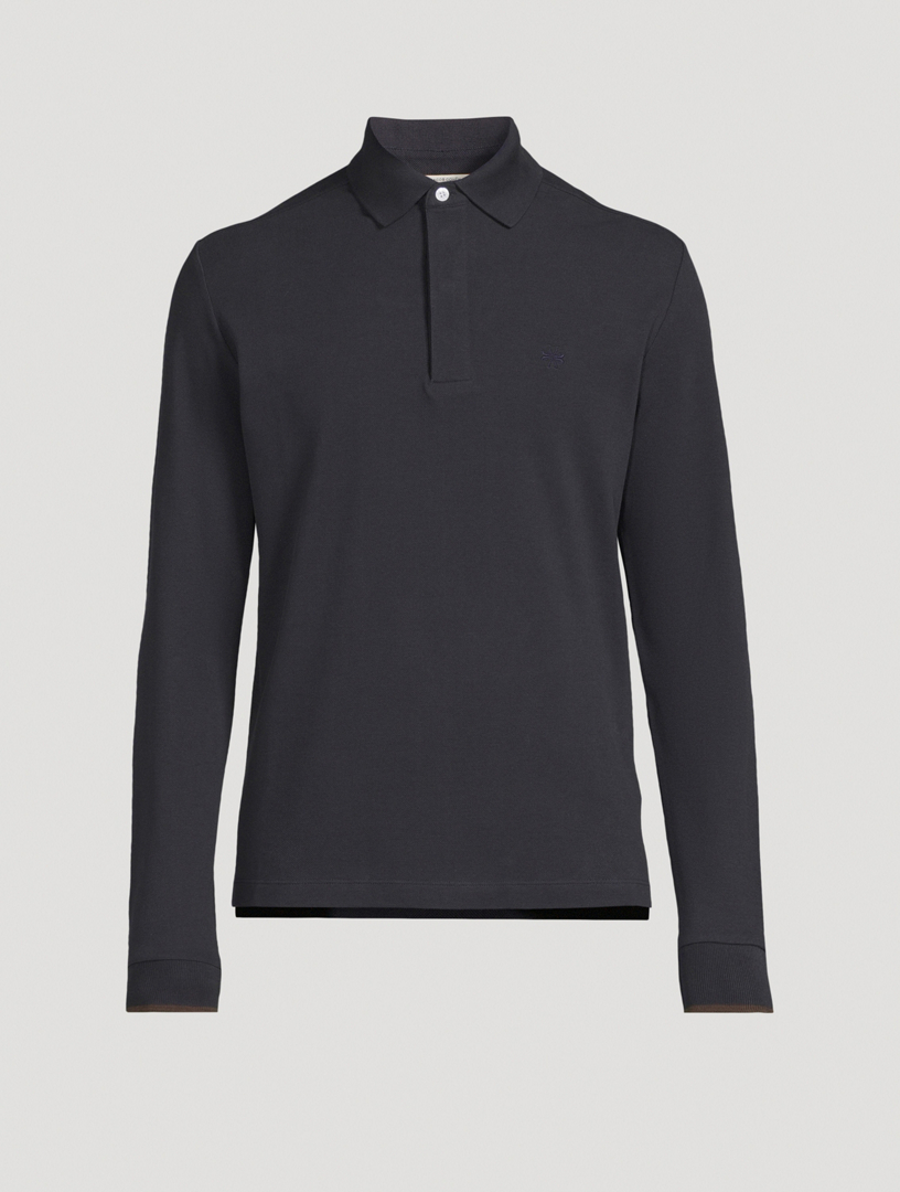 Cotton Long-Sleeve Polo Shirt
