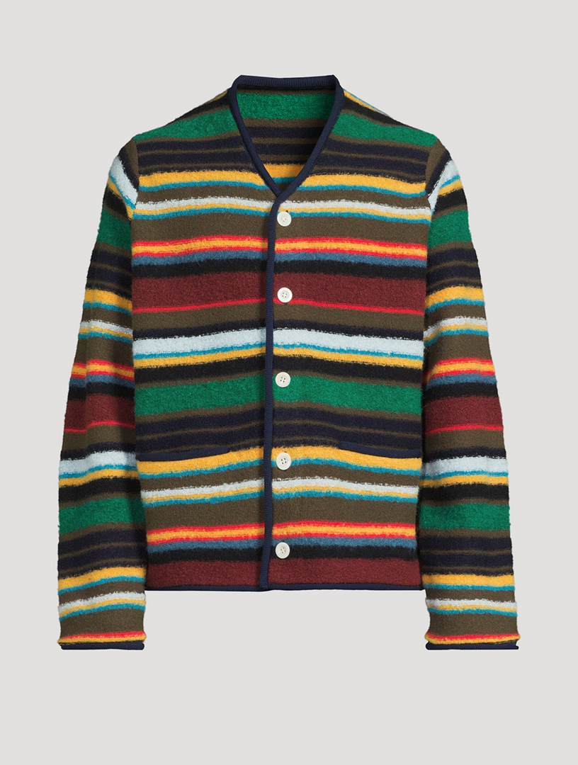 SACAI Wool-Blend Cardigan In Striped Print | Holt Renfrew