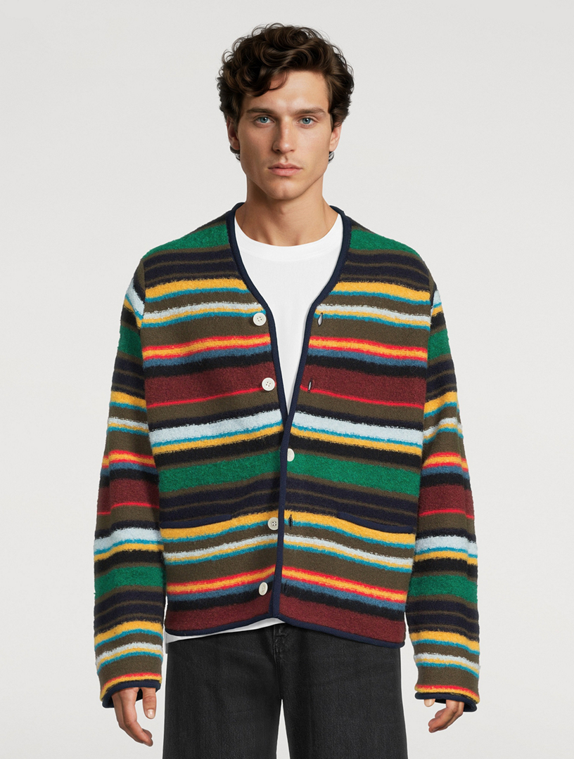 SACAI Wool-Blend Cardigan In Striped Print | Holt Renfrew