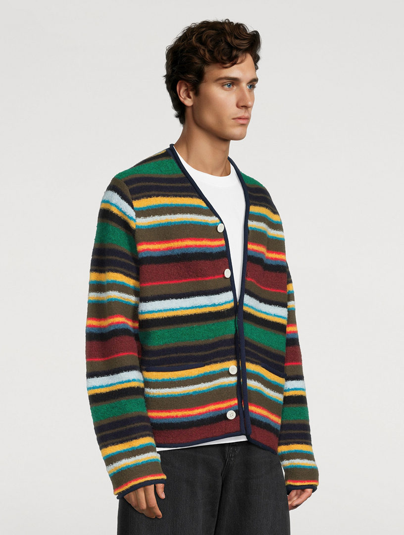 SACAI Wool-Blend Cardigan In Striped Print | Holt Renfrew