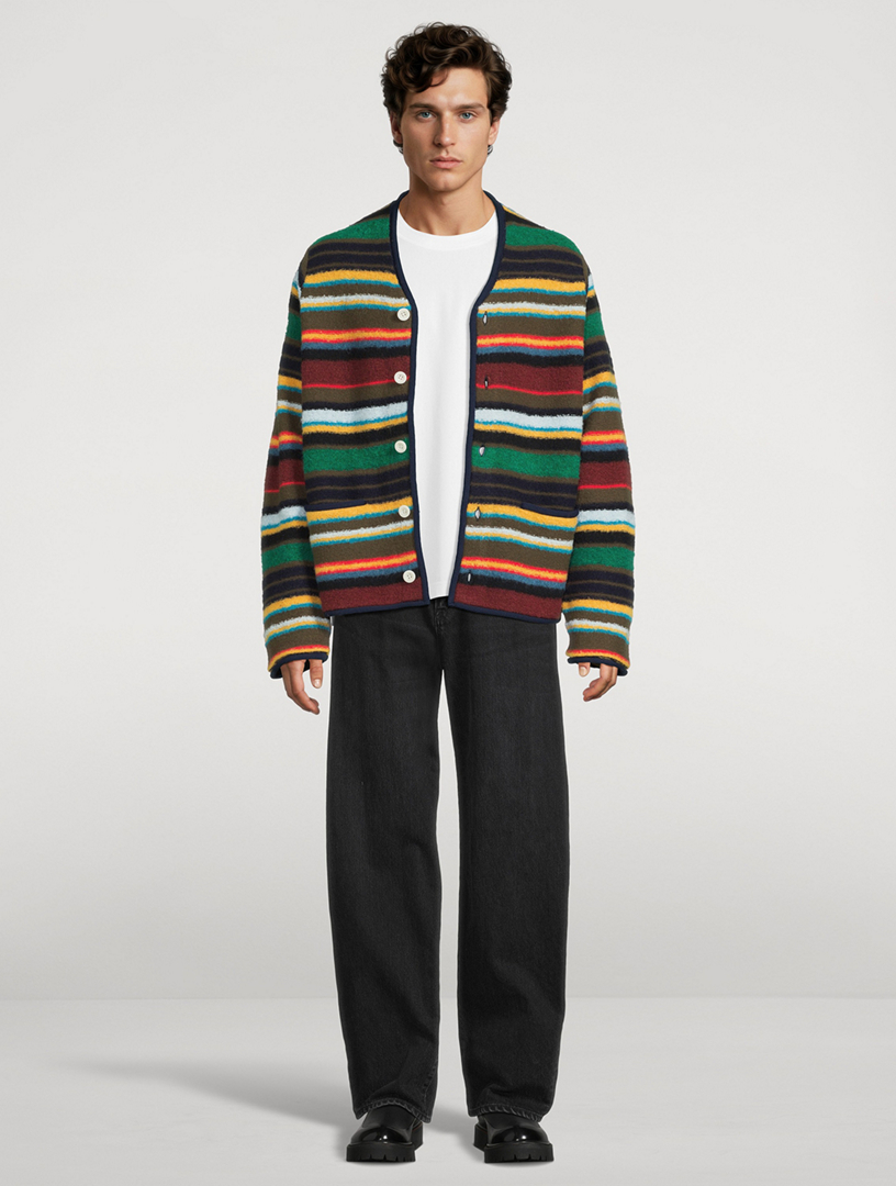 SACAI Wool-Blend Cardigan In Striped Print | Holt Renfrew