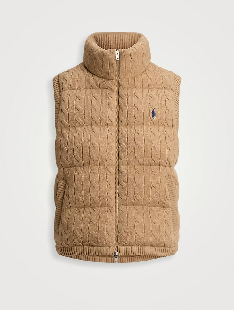 Cable-Knit Wool Cashmere Puffer Vest
