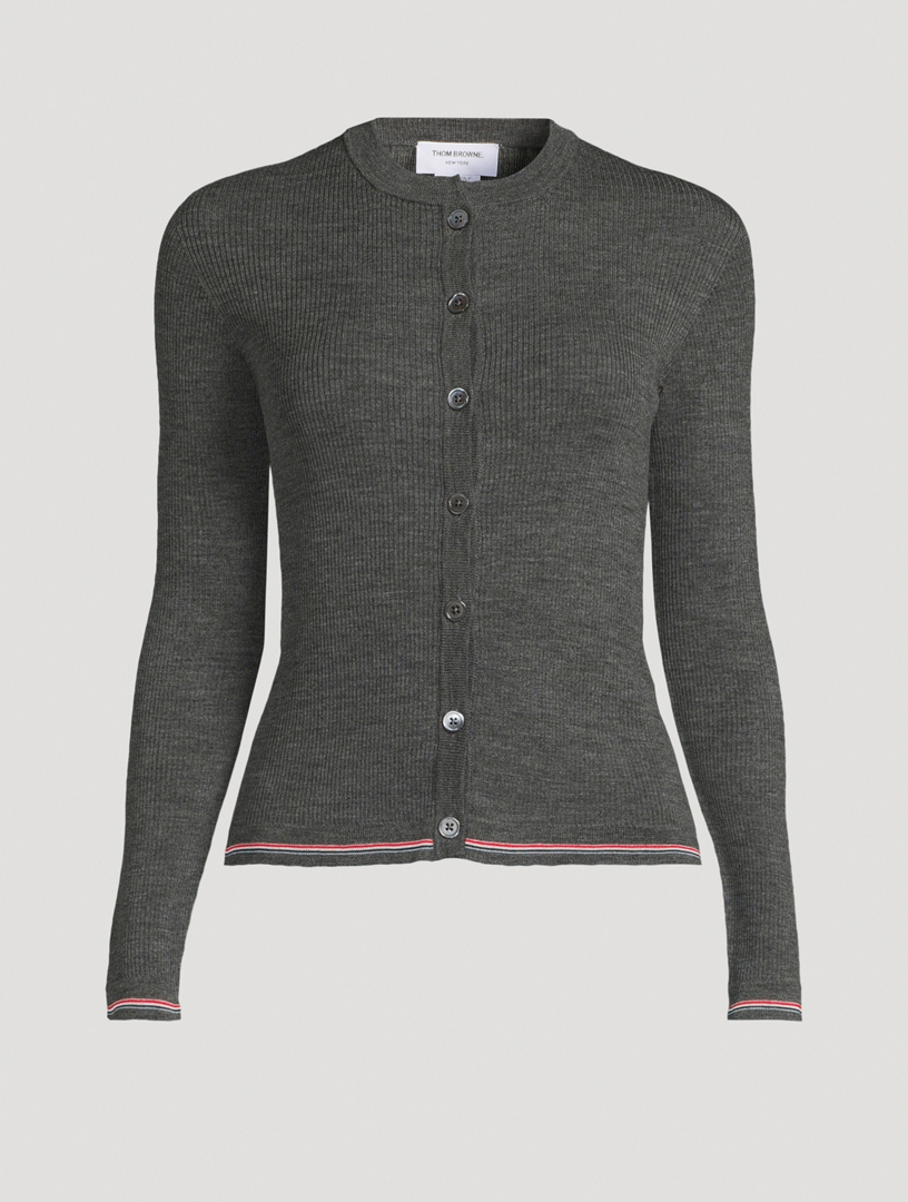 Cardigan côtelé en laine mérinos