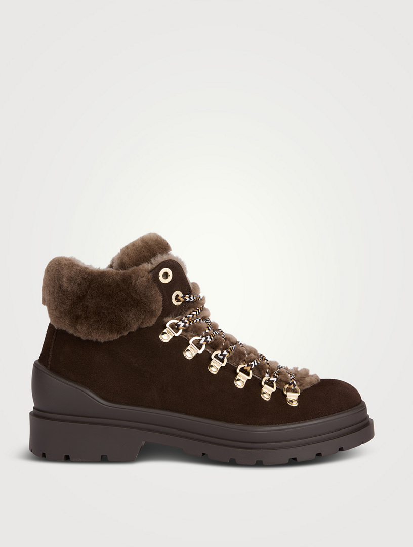 Laugh Shearling-Lined Suede Hiking Boots