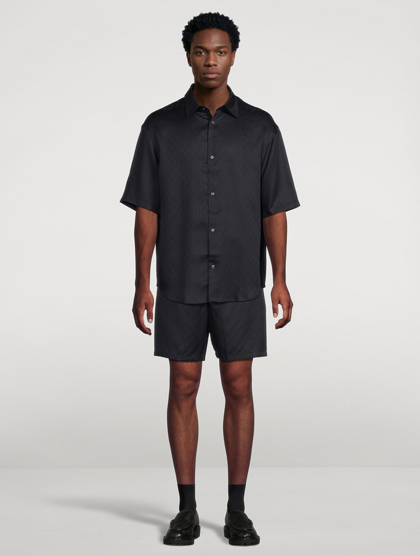 EMPORIO ARMANI Lyocell Jacquard Short-Sleeve Shirt | Holt Renfrew