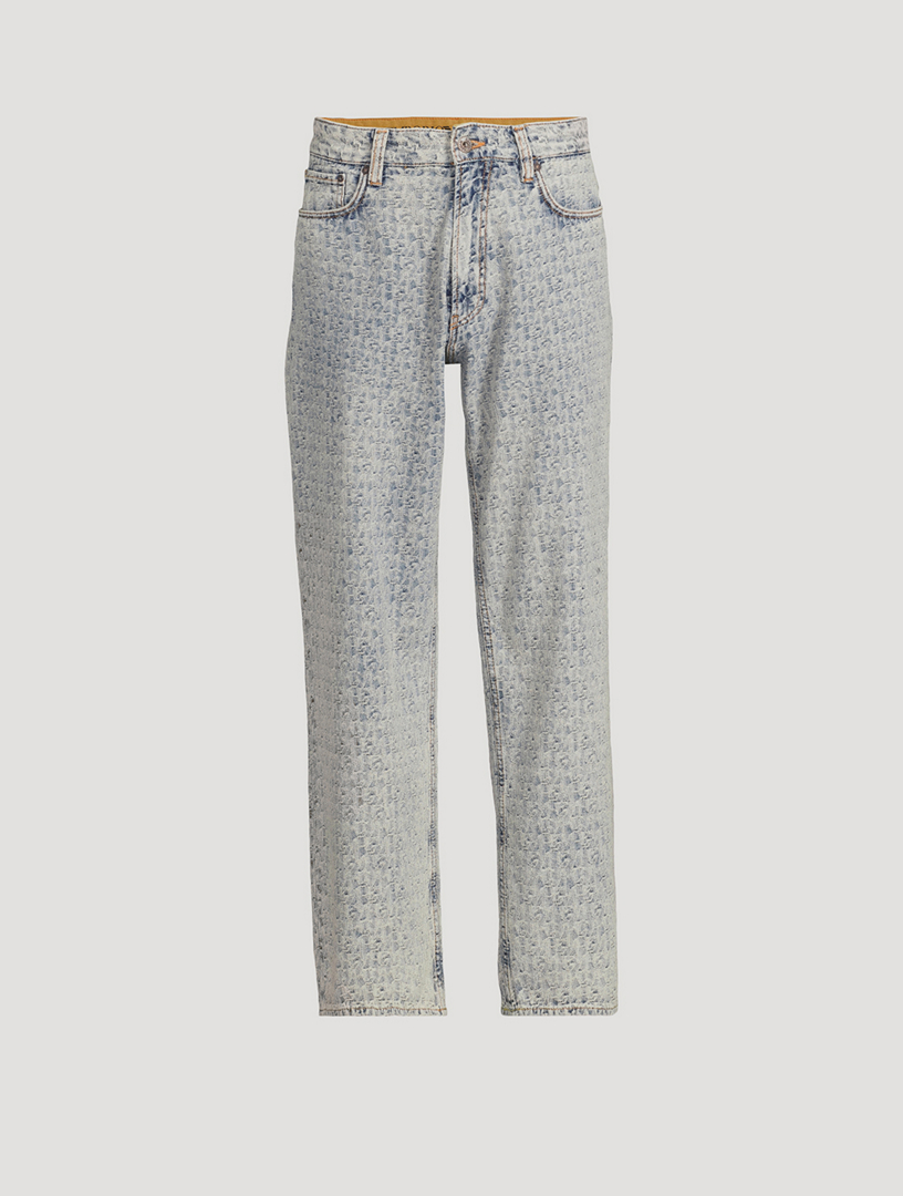 Jacquard Jeans With Monogram Pattern