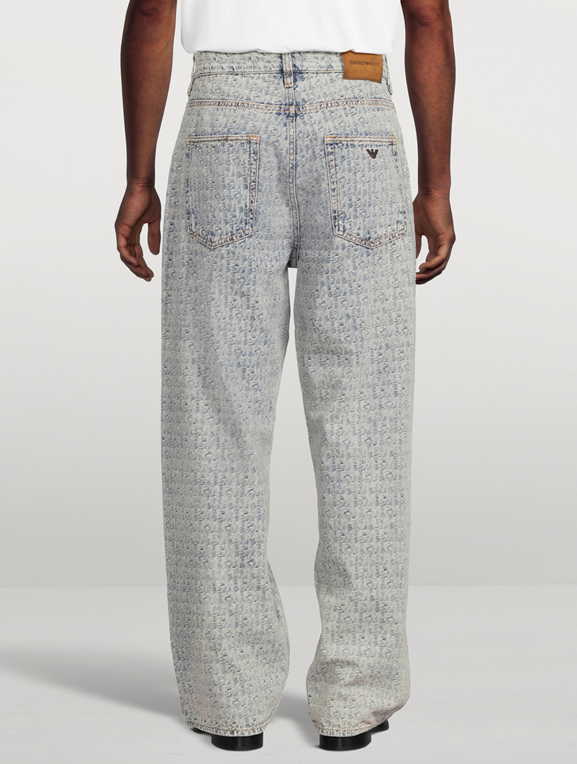 EMPORIO ARMANI Jacquard Jeans With Monogram Pattern | Holt Renfrew