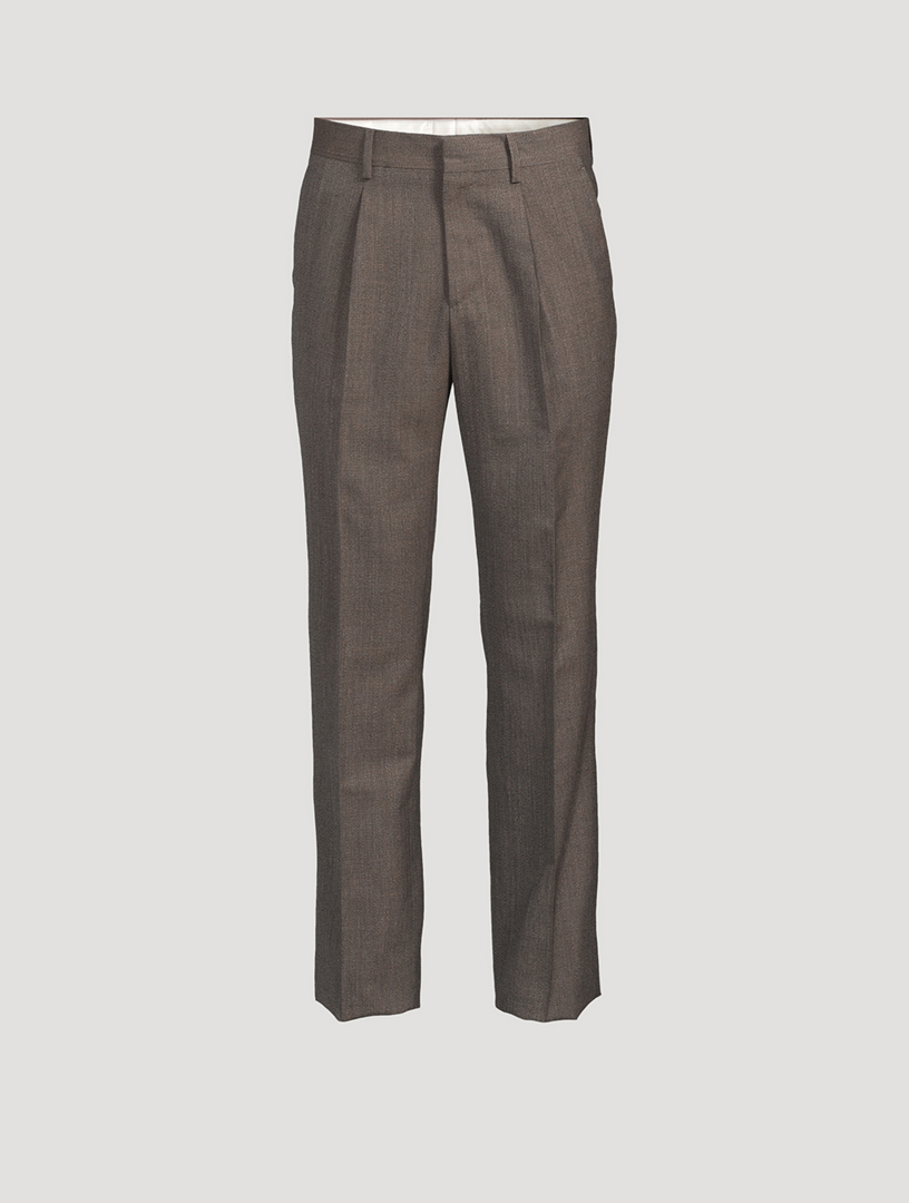 Wool Pleated Tapered Pants