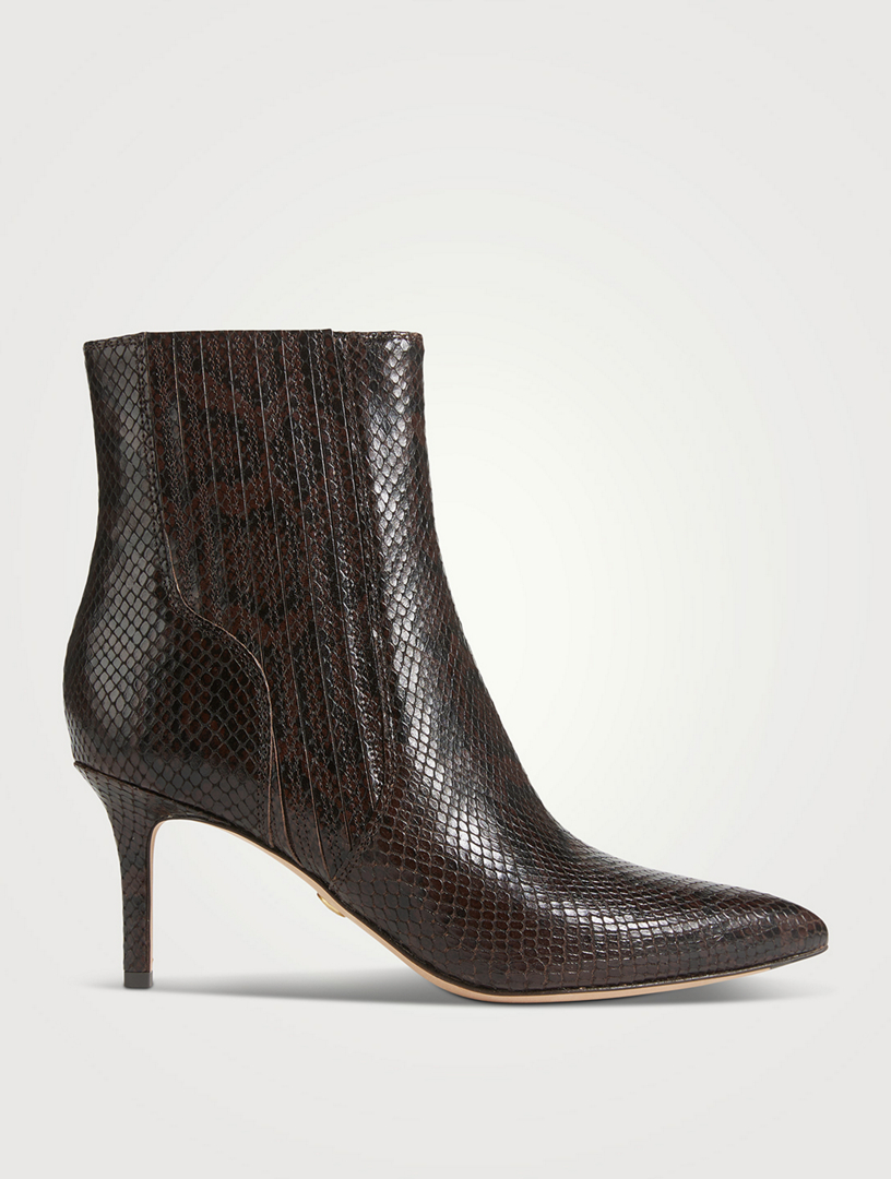 Lisa Embossed Leather Ankle Boots