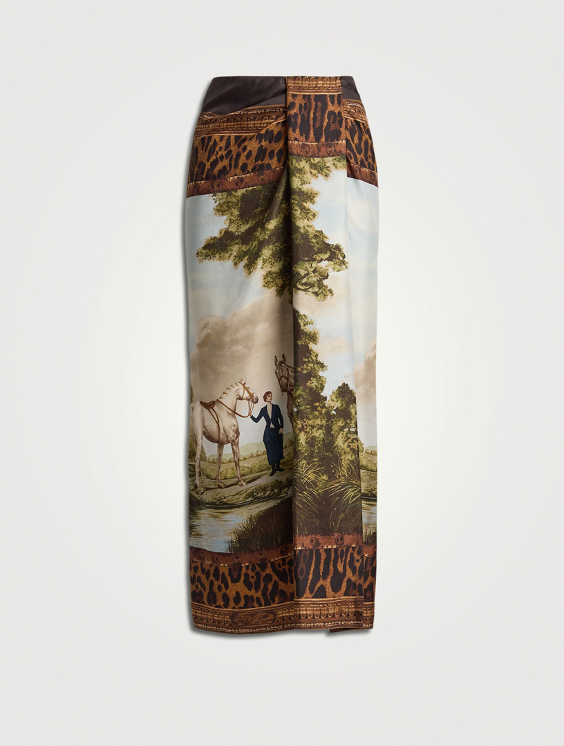 Debbie Printed Silk Midi Skirt