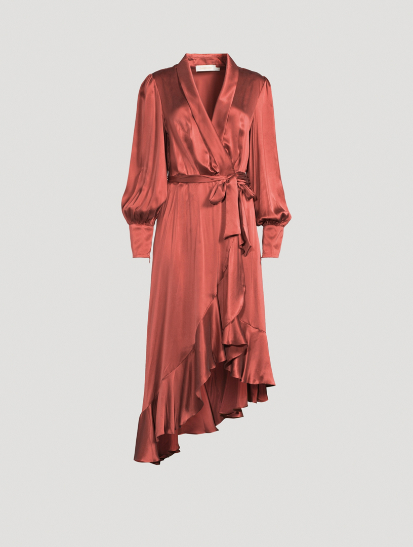 Silk Wrap Midi Dress