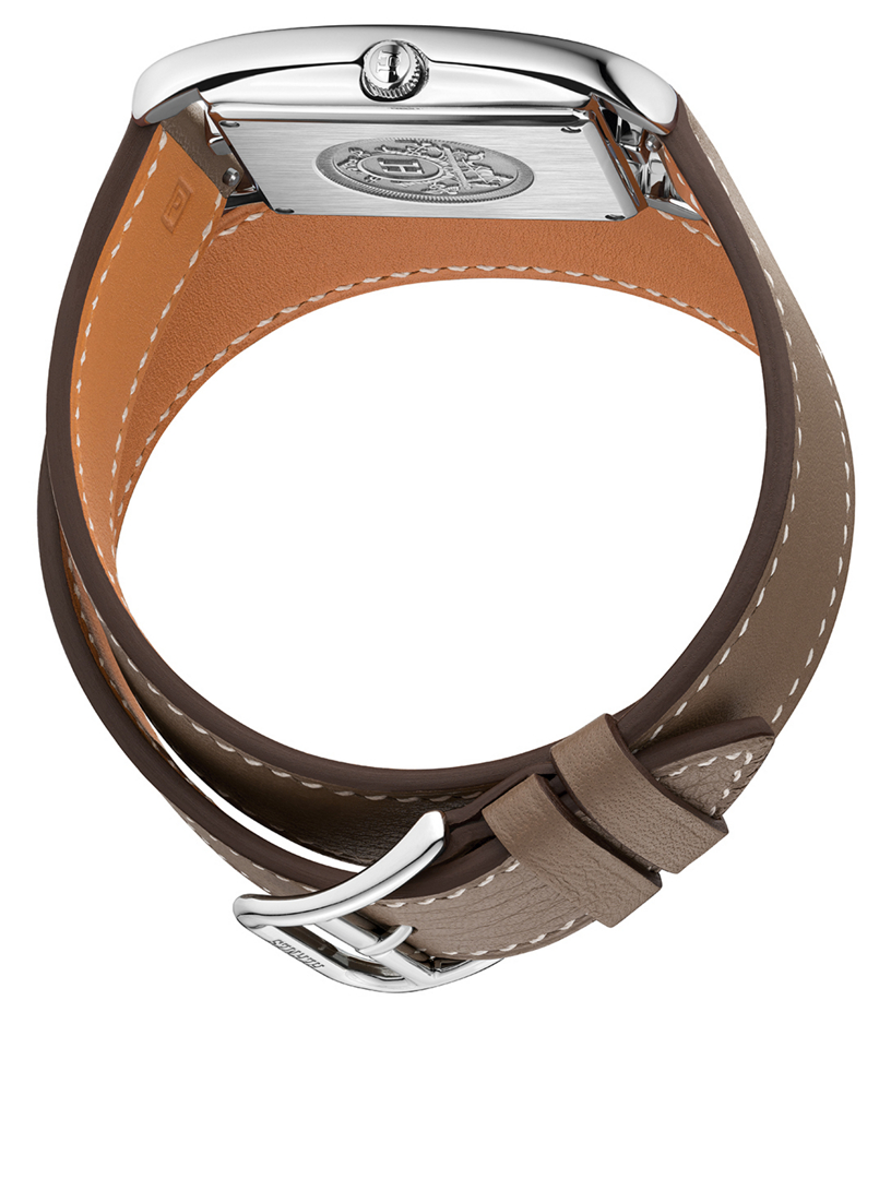 Large Cape Cod Stainless Steel Leather Wrap Strap Watch