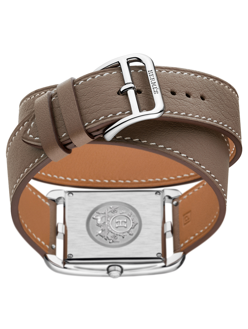 Large Cape Cod Stainless Steel Leather Wrap Strap Watch