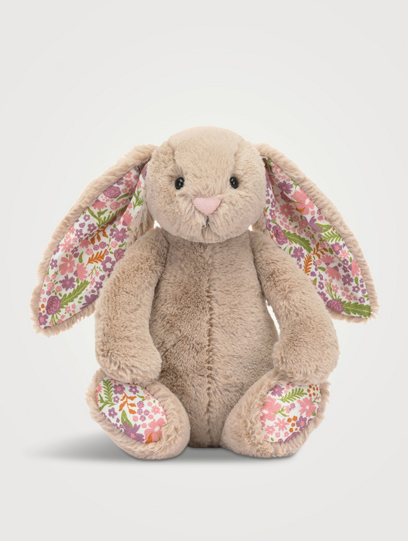 Petit lapin beige floral Blossom en peluche