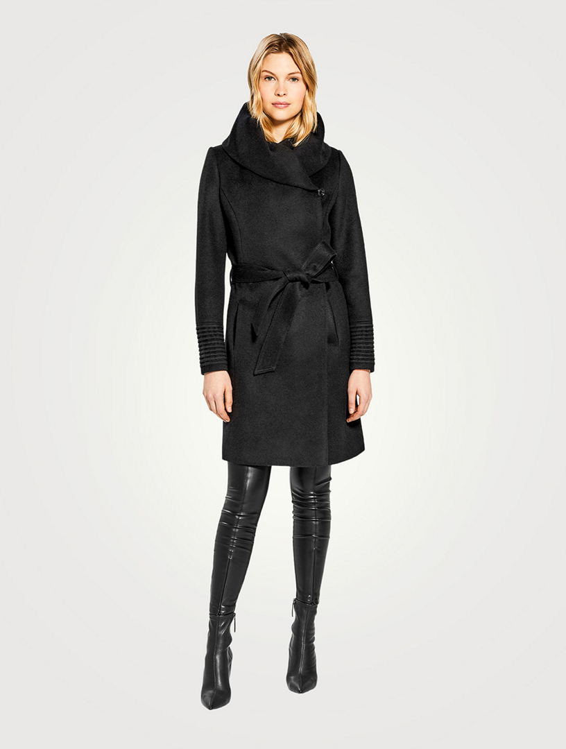 Alpaca Wool Midi Hooded Wrap Coat