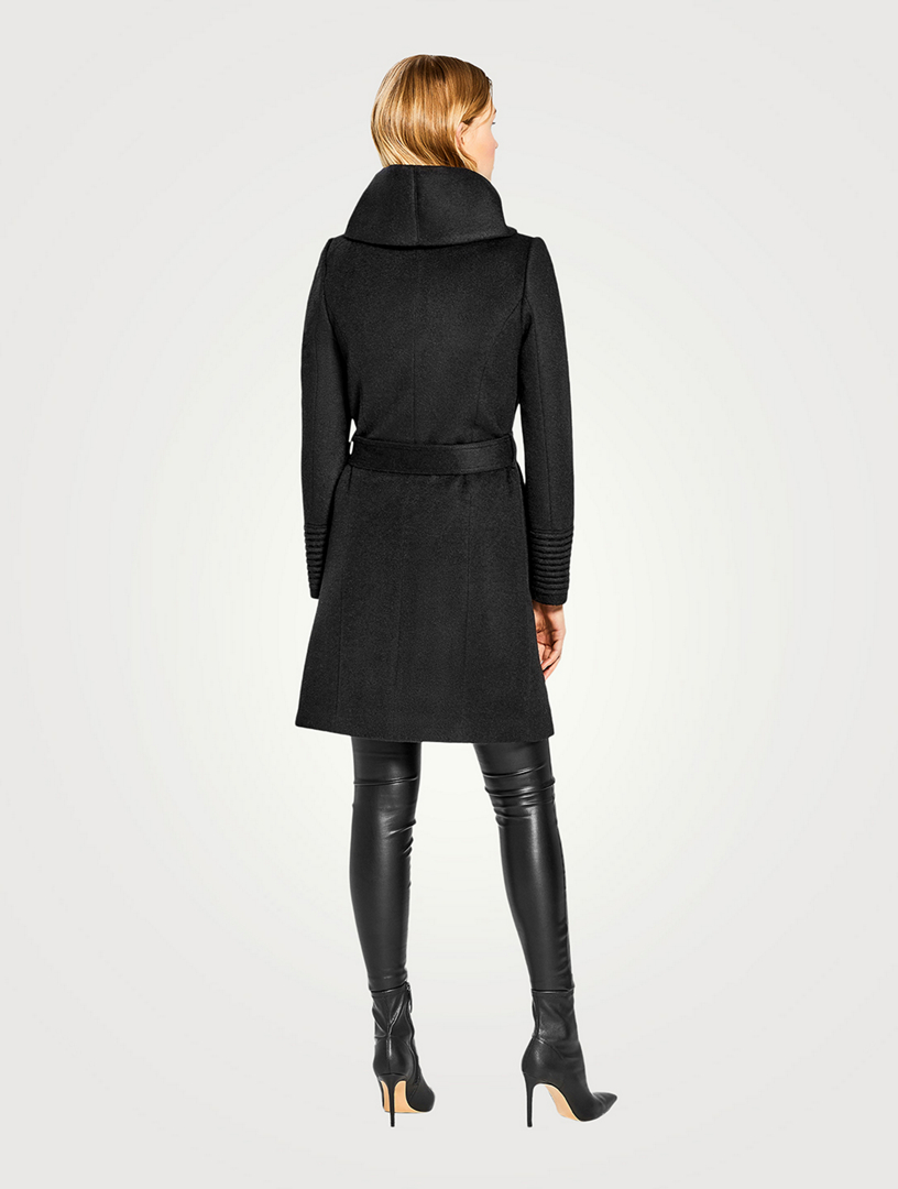 Alpaca Wool Midi Hooded Wrap Coat