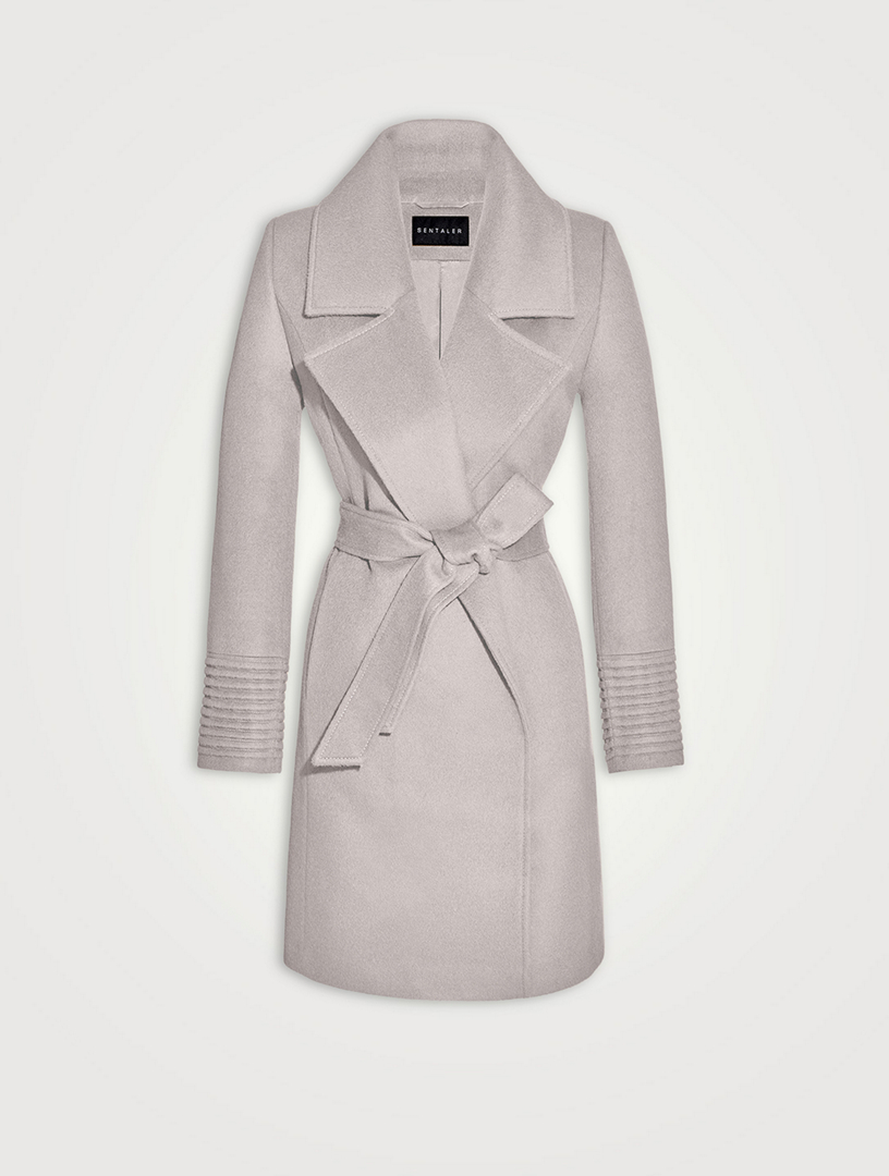SENTALER Belted Baby Alpaca Wool Wrap Coat