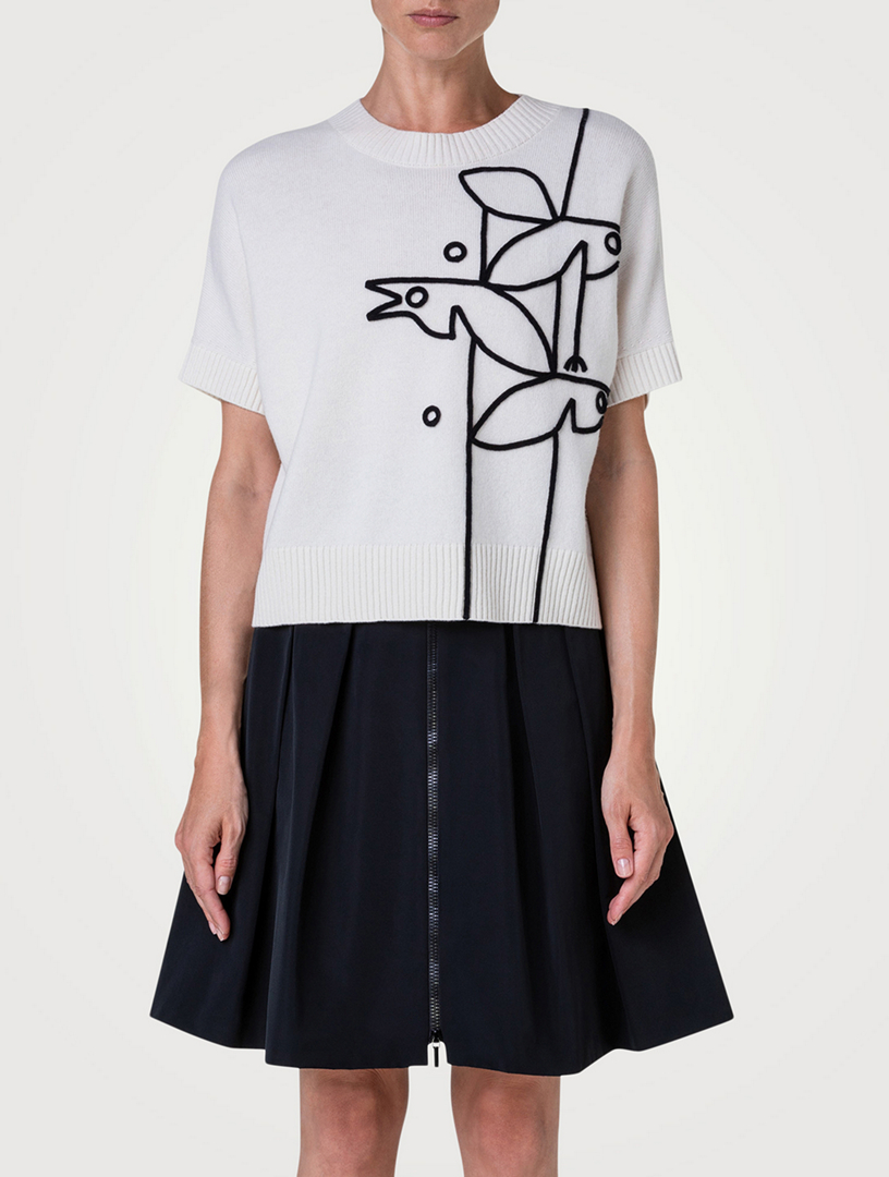 Short-Sleeve Wool And Cashmere Sweater