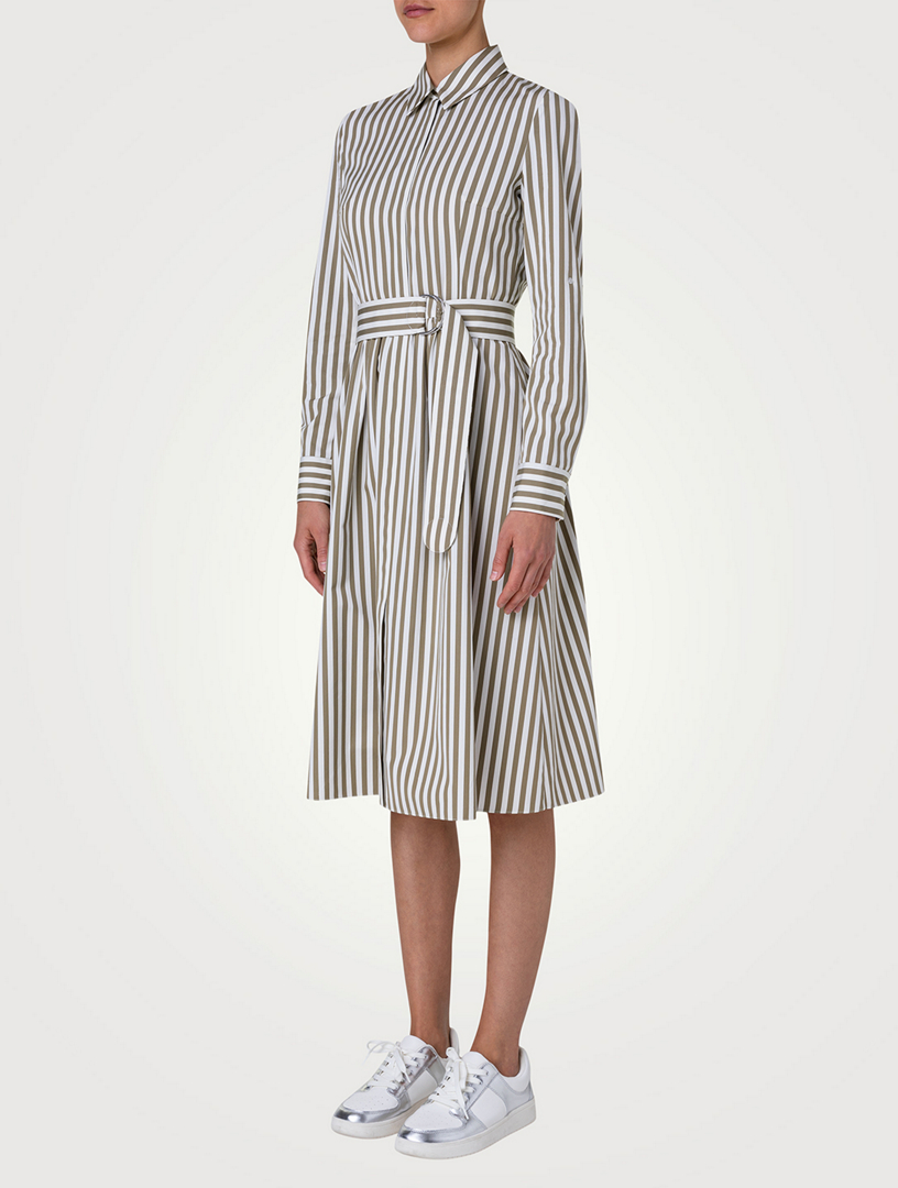 AKRIS PUNTO Cotton Poplin A-Line Midi Dress