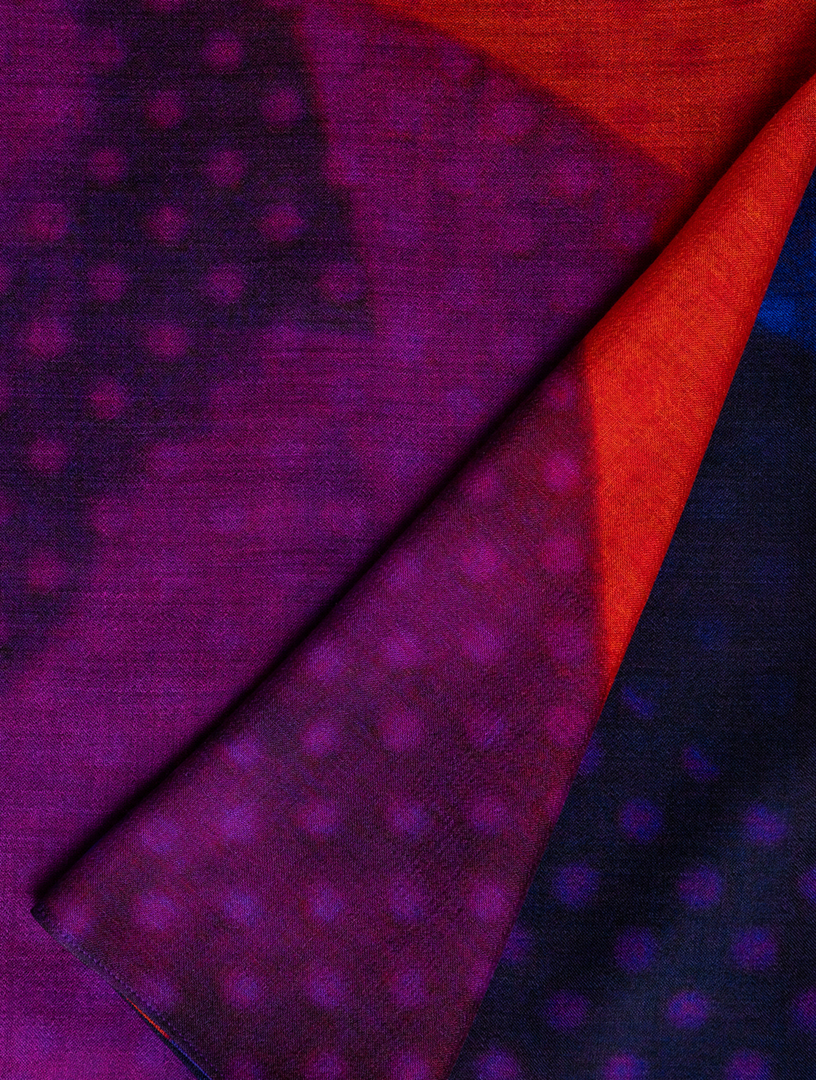 Cashmere Silk Scarf In Superimposition Print