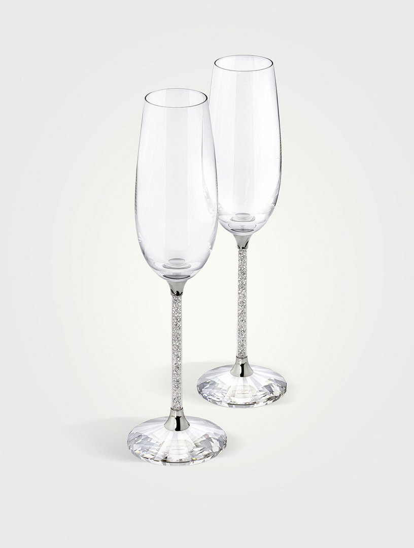 Set Of Two Crystalline Toasting Flutes