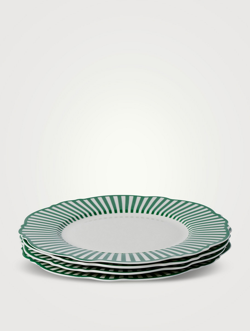 Set Of Four Green Wave Side Plates