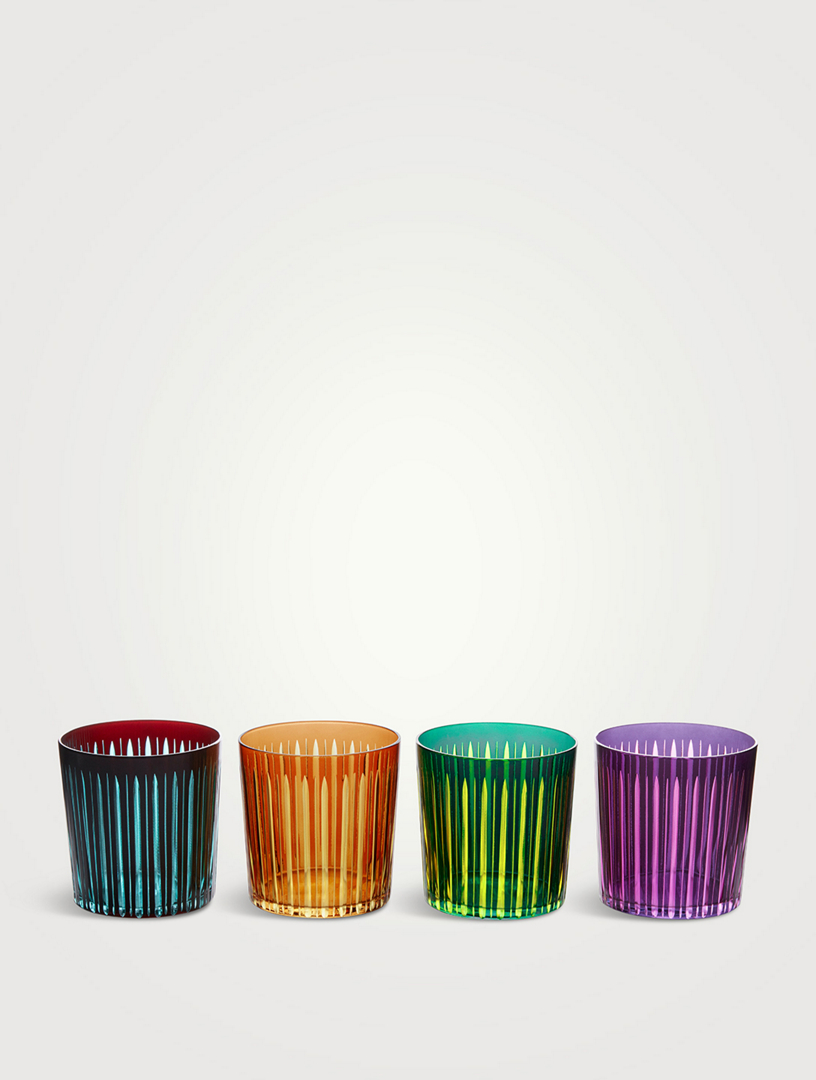 Set Of Four Prism Double Old Fashion Glasses