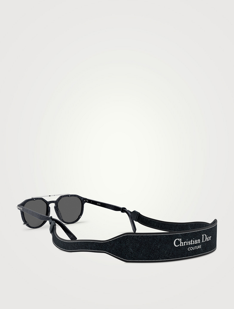 DiorBlackSuit RI Round Sunglasses with Strap
